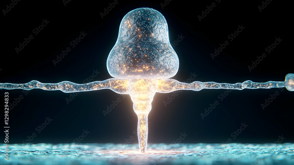 Poster abstract digital futuristic structure with glowing particles against black background