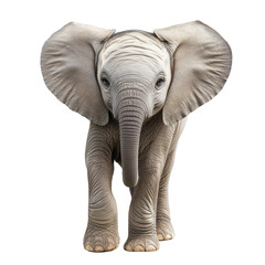 Fototapeta premium A cute little elephant standing alone against a transparent background showcasing its adorable features and playful nature, cute little elephant isolated on transparent background