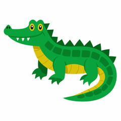 Fototapeta premium Cartoon alligator smiling against a white background