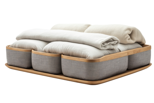 Cozy bedding organizer for efficient storage in modern home decor