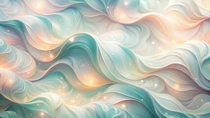 Fototapeta premium Serene Pastel Waves with Glimmering Lights An Abstract Background Image of Flowing, Soft Curves and Subtle Shimmering Particles