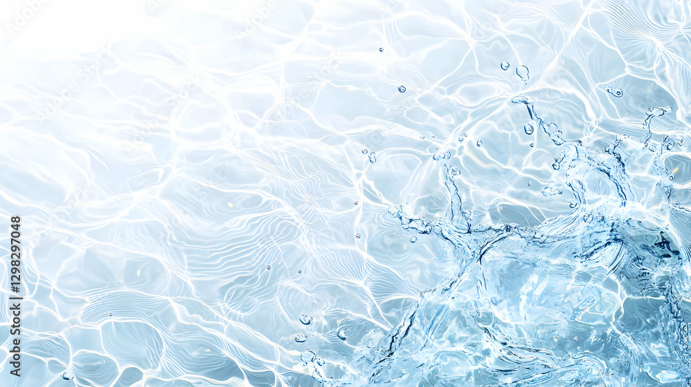 Poster abstract blue water surface texture with splashing motion and ripple effect