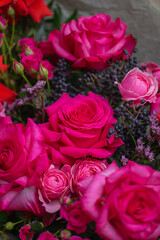 Beautiful Bouquet of magenta fuchsia color roses