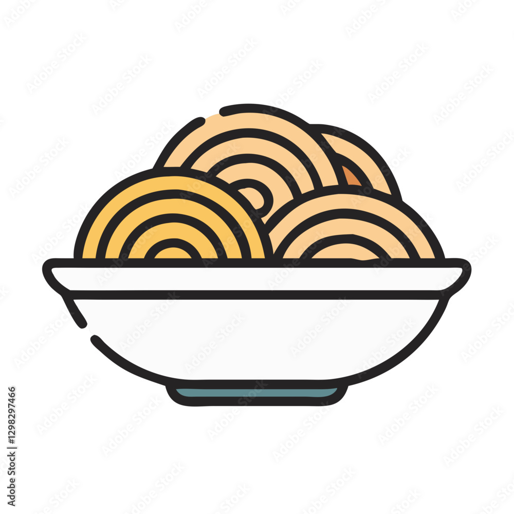 Poster vector icon of a pasta bowl showing neatly arranged spaghetti strands in a simple, modern design per