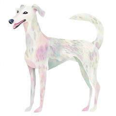 Fototapeta premium Charming Simple Borzoi Dog Watercolor Illustration with Soft Hues Graceful Lines and Artistic Flair Perfect for Pet Lovers Home Decor and Unique Gifts for Dog Enthusiasts