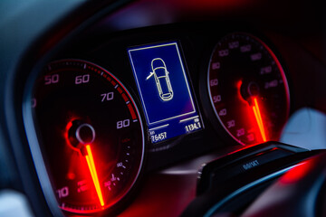 Fototapeta premium Illuminated car speedometer with digital display