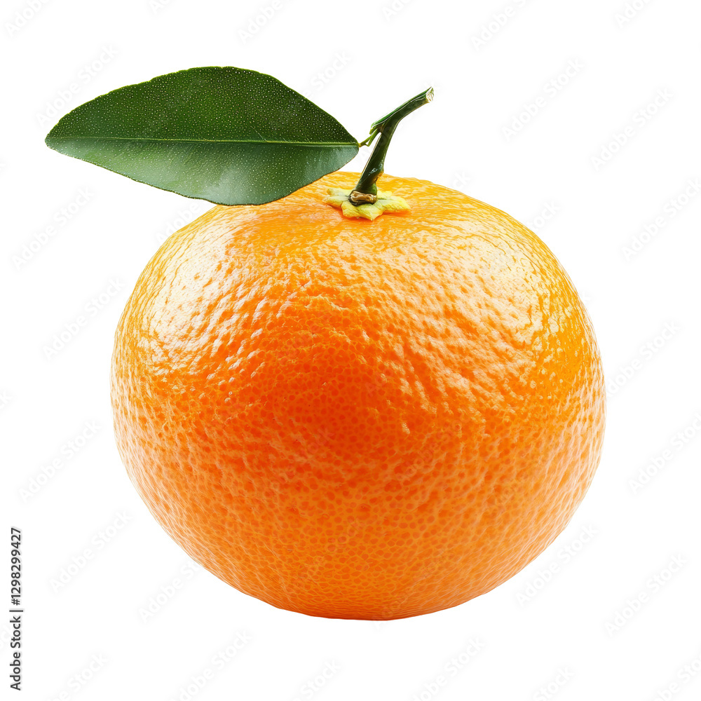 Aufkleber fresh tangerine with green leaf isolated on a transparent background showcasing its vibrant color an