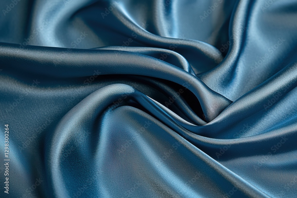 Poster elegant blue satin fabric with delicate folds, creating a luxurious and smooth texture with shimmeri