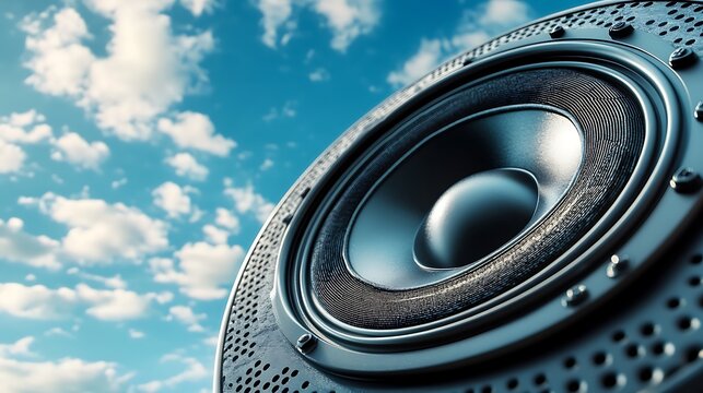 Speaker cone against blue sky