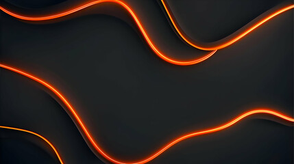 Abstract Dark Background with Orange Neon Lines