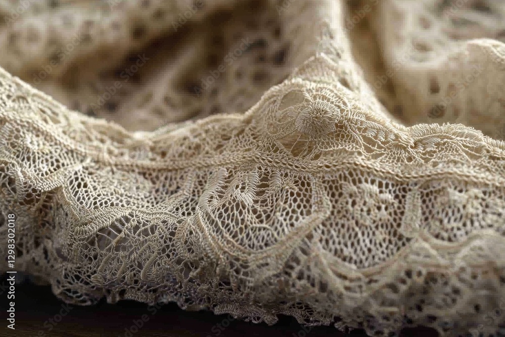 Poster close-up of intricate vintage lace fabric reveals delicate floral patterns and fine textures, creati