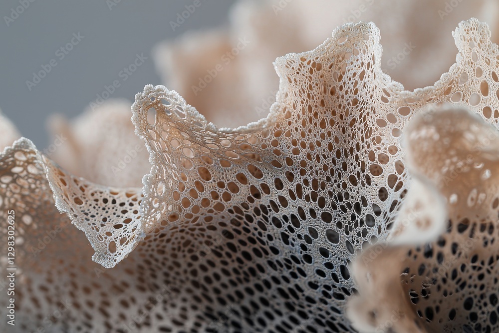Poster a close-up of delicate lace with intricate wavy patterns, showcasing soft textures and detailed desi