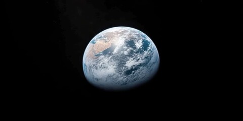 Obraz premium A majestic globe floats in space with partial night lighting, highlighting Earth's beauty and the delicate balance between light and darkness.