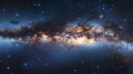 Spectacular milky way galaxy at night displaying bright stars and dark nebulae