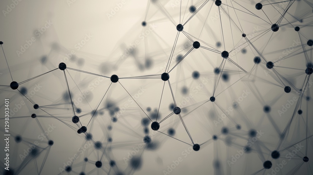 Poster a complex network of interconnected black circles and lines.
