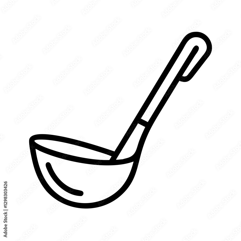 Poster simple vector icon representing a soup ladle designed for use in kitchen-related applications or cul