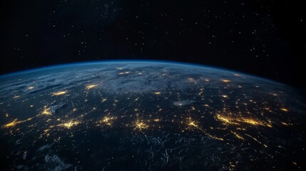 Obraz premium Stunning earth view from space with glowing city lights at night