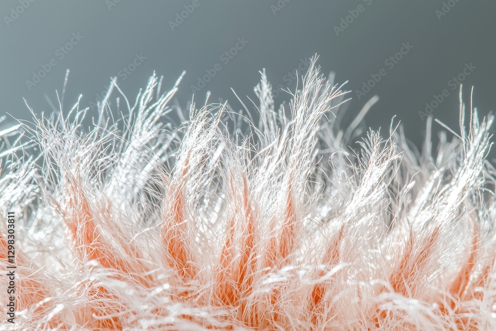 Poster a captivating macro shot of vibrant coral and white fibers, creating a mesmerizing abstract texture,