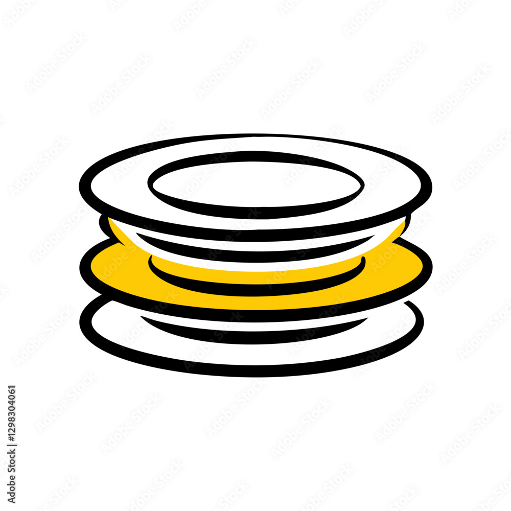 Poster stack of plates in a minimalist vector design representing dining and food presentation