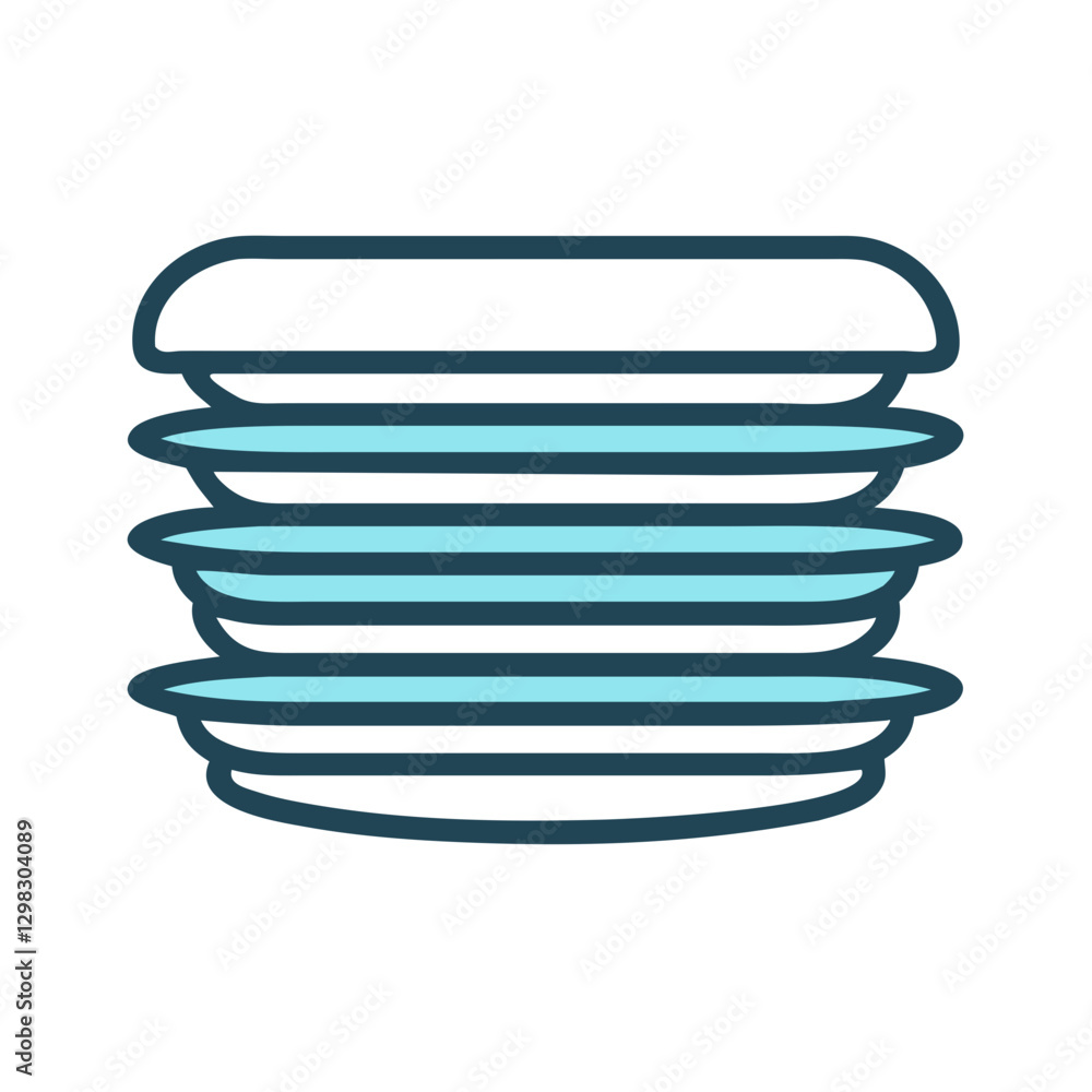 Poster stack of plates displayed as a vector icon representing dining or culinary themes in a minimalist de