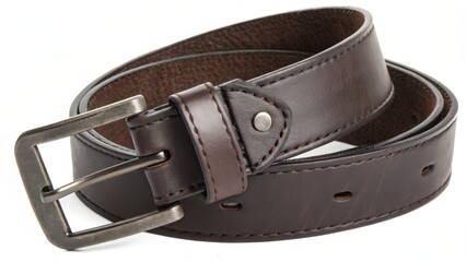 Brown Leather Belt with Metal Buckle