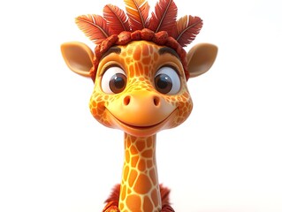Cheerful cartoon giraffe character animated world playful design joyful vibes