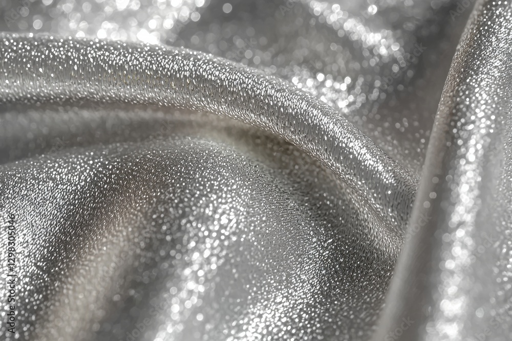 Poster elegant silver fabric with a shimmering texture, creating a luxurious and festive backdrop, perfect 