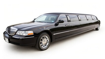 Black Limousine on White Background