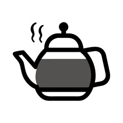 Obraz premium Stylized vector icon of a steaming teapot featuring a classic design, suitable for culinary or beverage-related themes and presentations