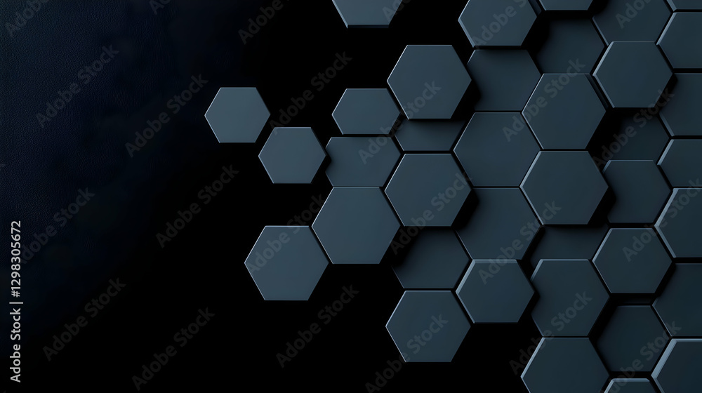 Poster abstract hexagon pattern in deep blue with modern geometric design