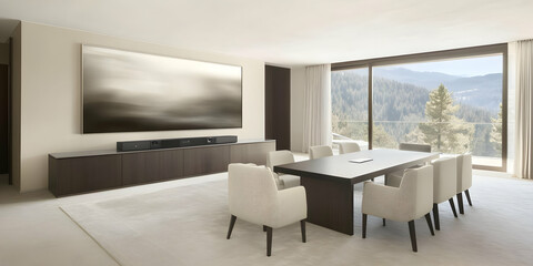 Fototapeta premium Modern Minimalist Dining Room Illustration