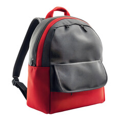 Fototapeta premium Backpack design with a red and grey color combination, transparent background
