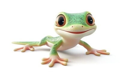 Fototapeta premium Colorful green frog portrait on white background animal photography