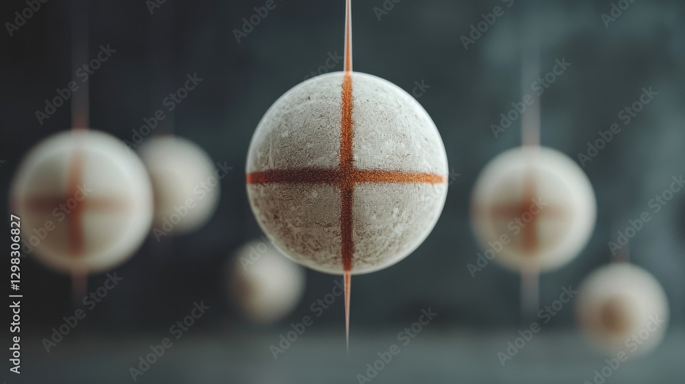 Aufkleber abstract floating shapes in soft white tones with a high-tech business concept.
