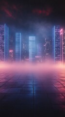 Fototapeta premium neon blue misty background with ambient lighting