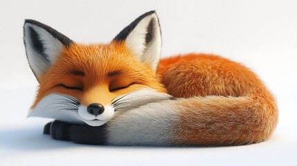 Fototapeta premium Sleeping fox in serenity nature scene animal photography calm environment