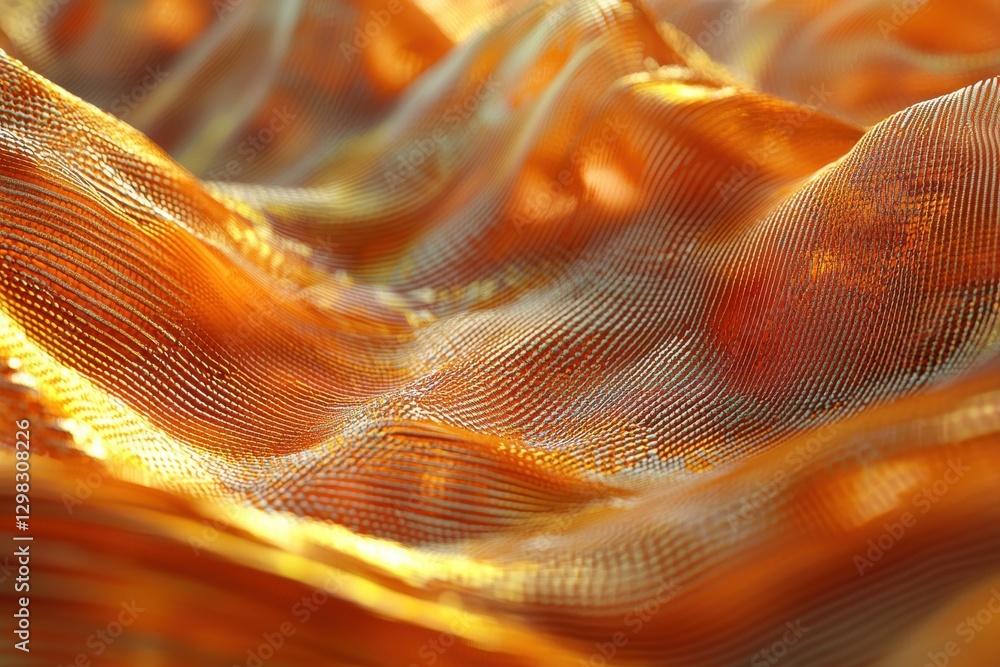 Poster abstract orange wavy background with fine lines creating a futuristic and dynamic surface, shining w