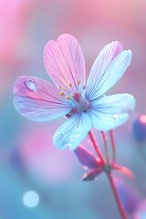 A vibrant garden with dewdrops rolling in the morning light