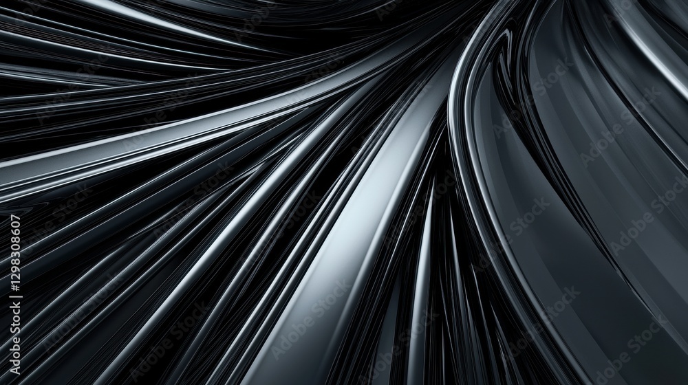 Poster a digital illustration of a complex, abstract pattern of intersecting lines and curves in shades of 
