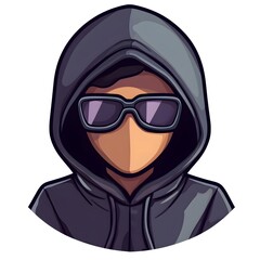 A person wearing a dark hoodie and sunglasses faces forward