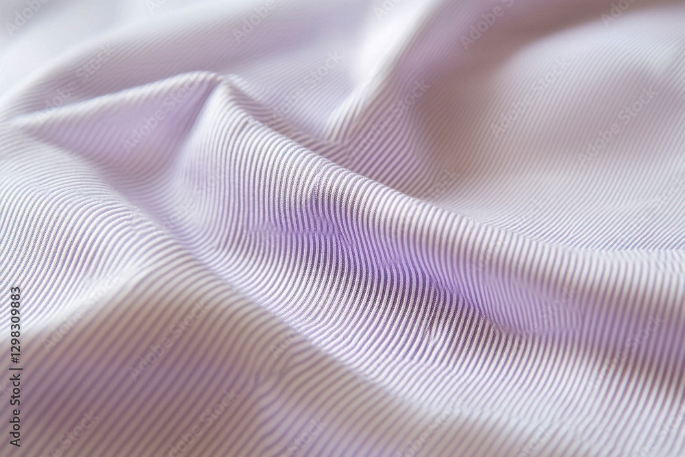 Aufkleber close-up of light purple striped cotton fabric with soft folds and subtle texture, creating an elega