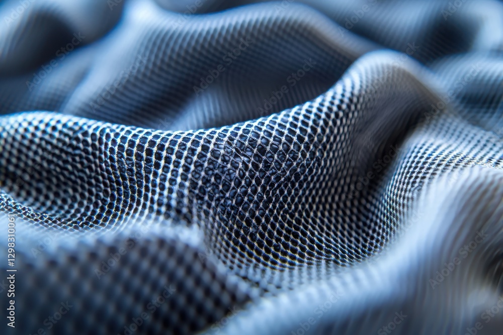 Wall mural detailed close-up of textured gray fabric with a diamond net pattern, featuring soft waves and curve