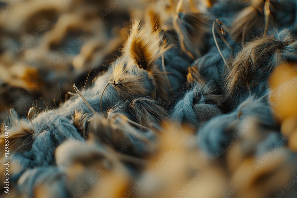 Aufkleber a dreamy close-up of delicate dandelion seeds illuminated by golden light, creating a soft and ether