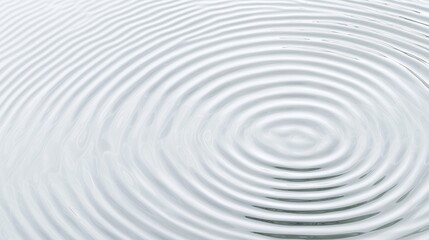 Fototapeta premium Concentric circular ripples spreading across a clean white liquid surface under bright studio light.