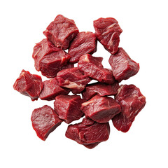 Obraz premium Beef cubes isolated on a transparent background,