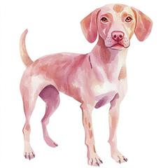 Fototapeta premium Creepy and Ugly Watercolor of a Simple Vizsla Dog with Distorted Features and Eerie Expression Perfect for Unique Art Collections and Quirky Home Decor