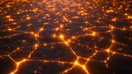 Glowing Lava Cracks Abstract Background Texture