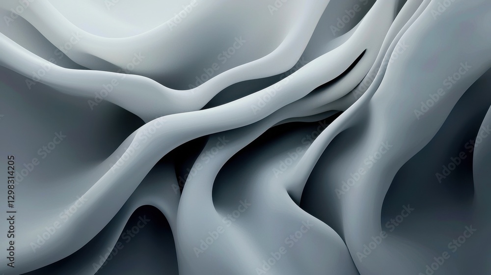 Poster abstract white background with 3d fluid shapes and soft shadow gradients, ideal for presentations.
