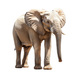 Obraz premium An adult elephant standing gracefully on a transparent background, showcasing its majestic features and characteristics, of elephant isolated on transparent background