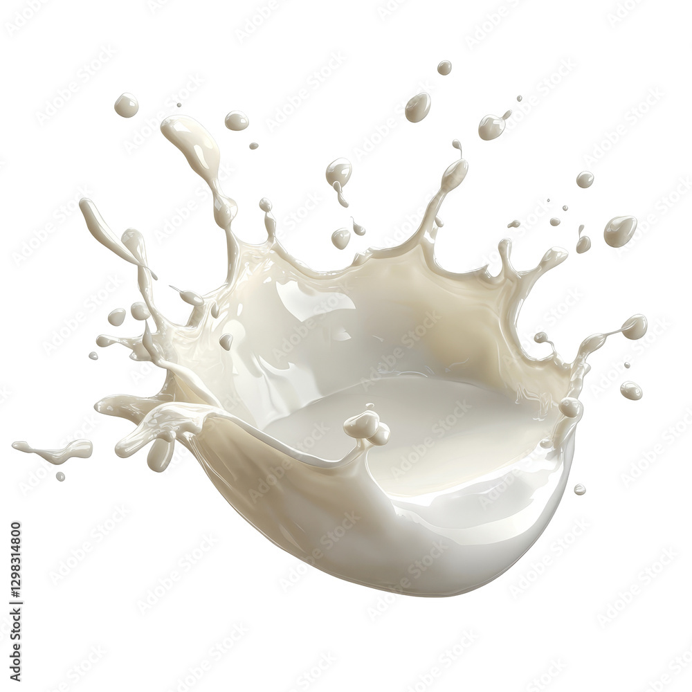 Poster a splash of milk isolated on a transparent background showcasing fluid motion and dynamic shape, spl